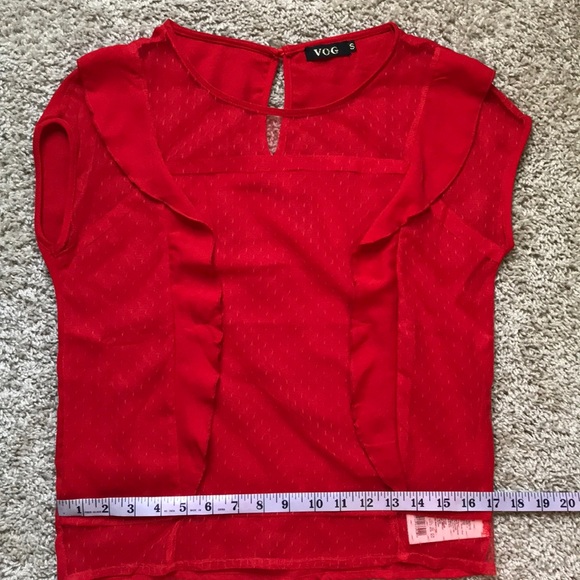 SEXY Red Blouse S ruffles - Picture 6 of 7
